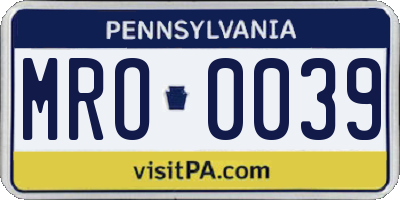 PA license plate MRO0039