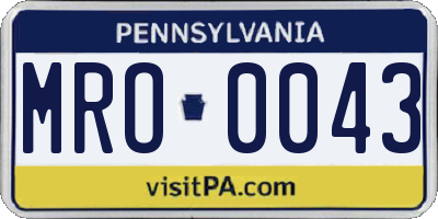 PA license plate MRO0043