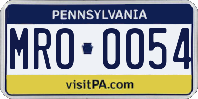 PA license plate MRO0054