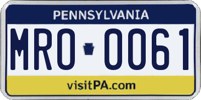 PA license plate MRO0061