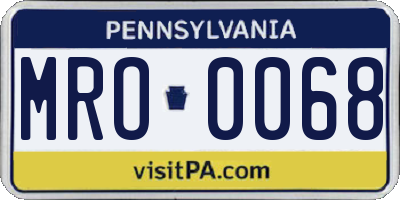 PA license plate MRO0068