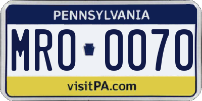 PA license plate MRO0070