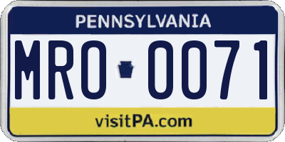 PA license plate MRO0071