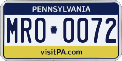 PA license plate MRO0072