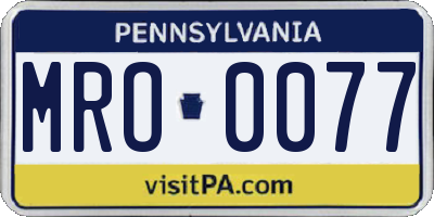PA license plate MRO0077
