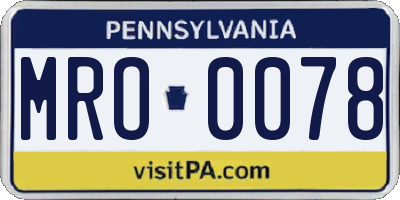 PA license plate MRO0078