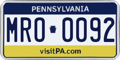 PA license plate MRO0092