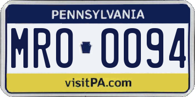 PA license plate MRO0094