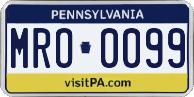 PA license plate MRO0099