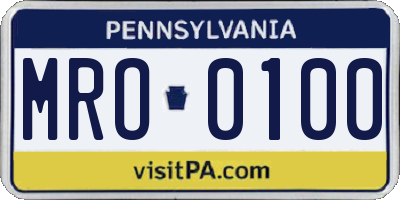 PA license plate MRO0100