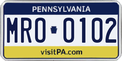 PA license plate MRO0102