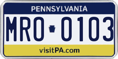 PA license plate MRO0103