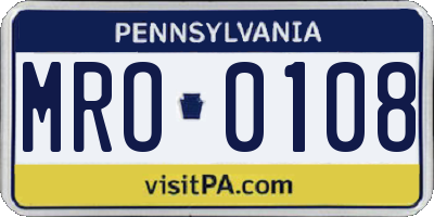 PA license plate MRO0108