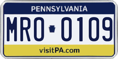 PA license plate MRO0109