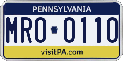 PA license plate MRO0110