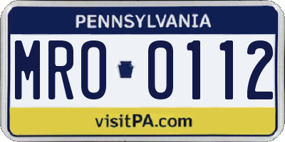 PA license plate MRO0112