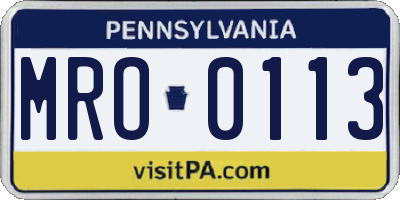 PA license plate MRO0113