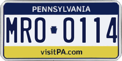 PA license plate MRO0114