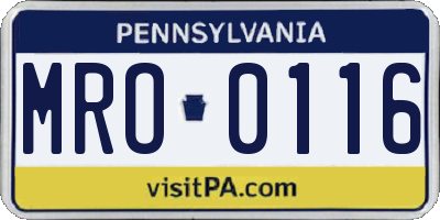 PA license plate MRO0116