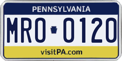 PA license plate MRO0120