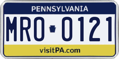 PA license plate MRO0121