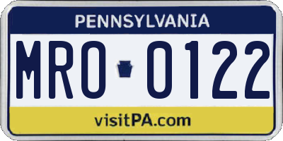 PA license plate MRO0122