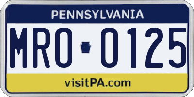PA license plate MRO0125