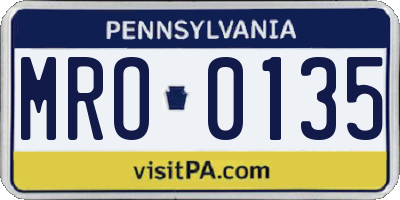 PA license plate MRO0135