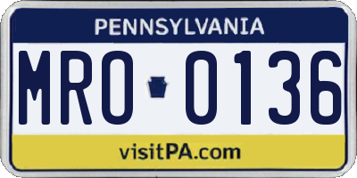 PA license plate MRO0136
