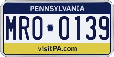 PA license plate MRO0139