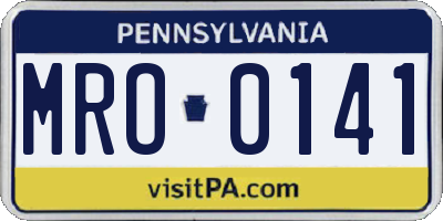 PA license plate MRO0141