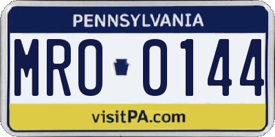 PA license plate MRO0144