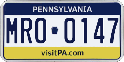 PA license plate MRO0147
