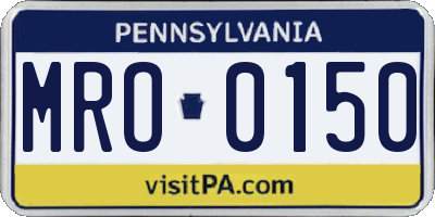 PA license plate MRO0150