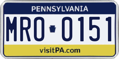 PA license plate MRO0151