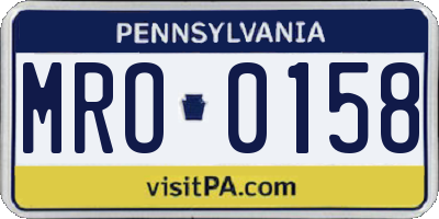 PA license plate MRO0158