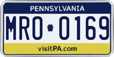 PA license plate MRO0169