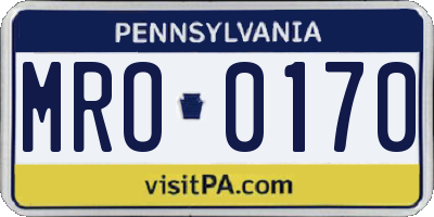 PA license plate MRO0170