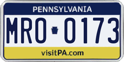 PA license plate MRO0173