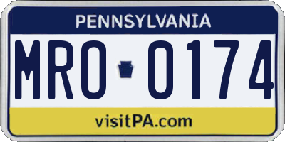 PA license plate MRO0174