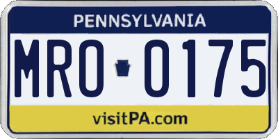 PA license plate MRO0175