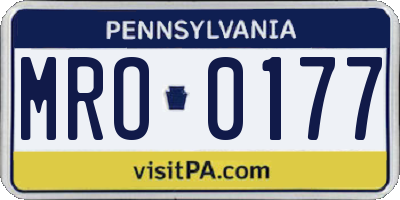 PA license plate MRO0177