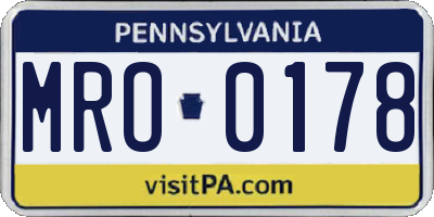 PA license plate MRO0178