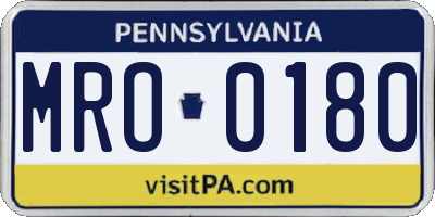 PA license plate MRO0180