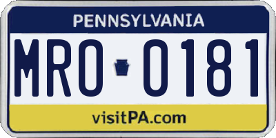 PA license plate MRO0181