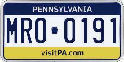 PA license plate MRO0191