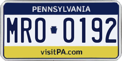 PA license plate MRO0192