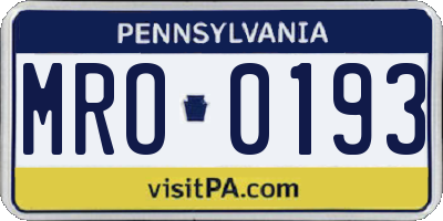 PA license plate MRO0193
