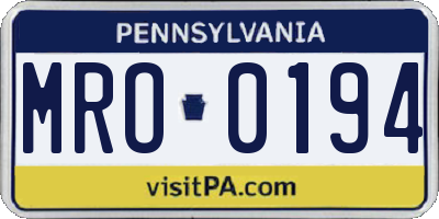 PA license plate MRO0194