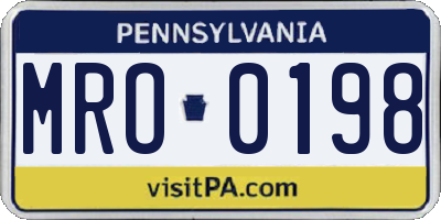 PA license plate MRO0198
